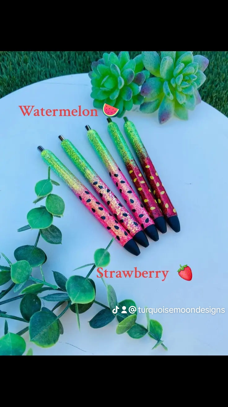 Watermelon and Strawberry Glitter Pens!